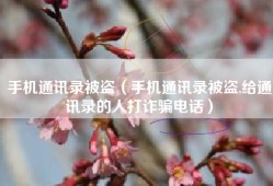 手机通讯录被盗（手机通讯录被盗,给通讯录的人打诈骗电话）