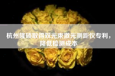 杭州隆硕取得双光束激光测距仪专利，降低检测成本
