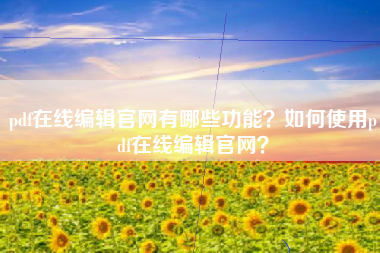 pdf在线编辑官网有哪些功能？如何使用pdf在线编辑官网？